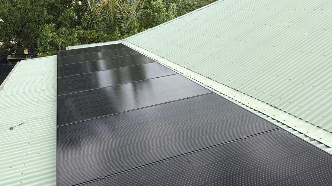 Installed rooftop solar panel array in Antigua